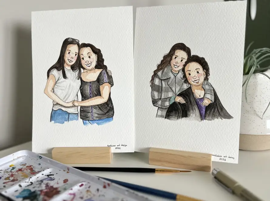 Size 6x9 Each portrait is $35 (1 person) Additional $20 per subject (person,dog,pet, etc)  * upgrades to size 7x10 +$8