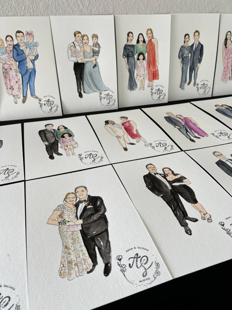 Live guest portraits at the wedding